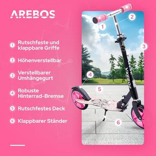 Arebos  Trottinette pour Adultes et Enfants Pliable Hauteur Ajustable 