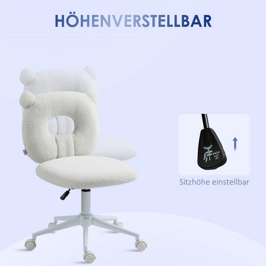 Northio Bürostuhl, Höhenverstellbarer Schreibtischstuhl, Drehstuhl, Arbeitsstuhl, Computerstuhl Für Wohnzimmer, Bis 120 Kg Belastbar, Teddy-Vlies  