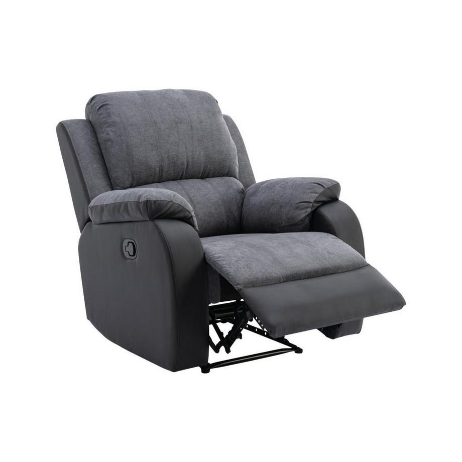 Vente-unique Relaxsessel - Microfaser & Kunstleder - Grau & Schwarz - BRODY  