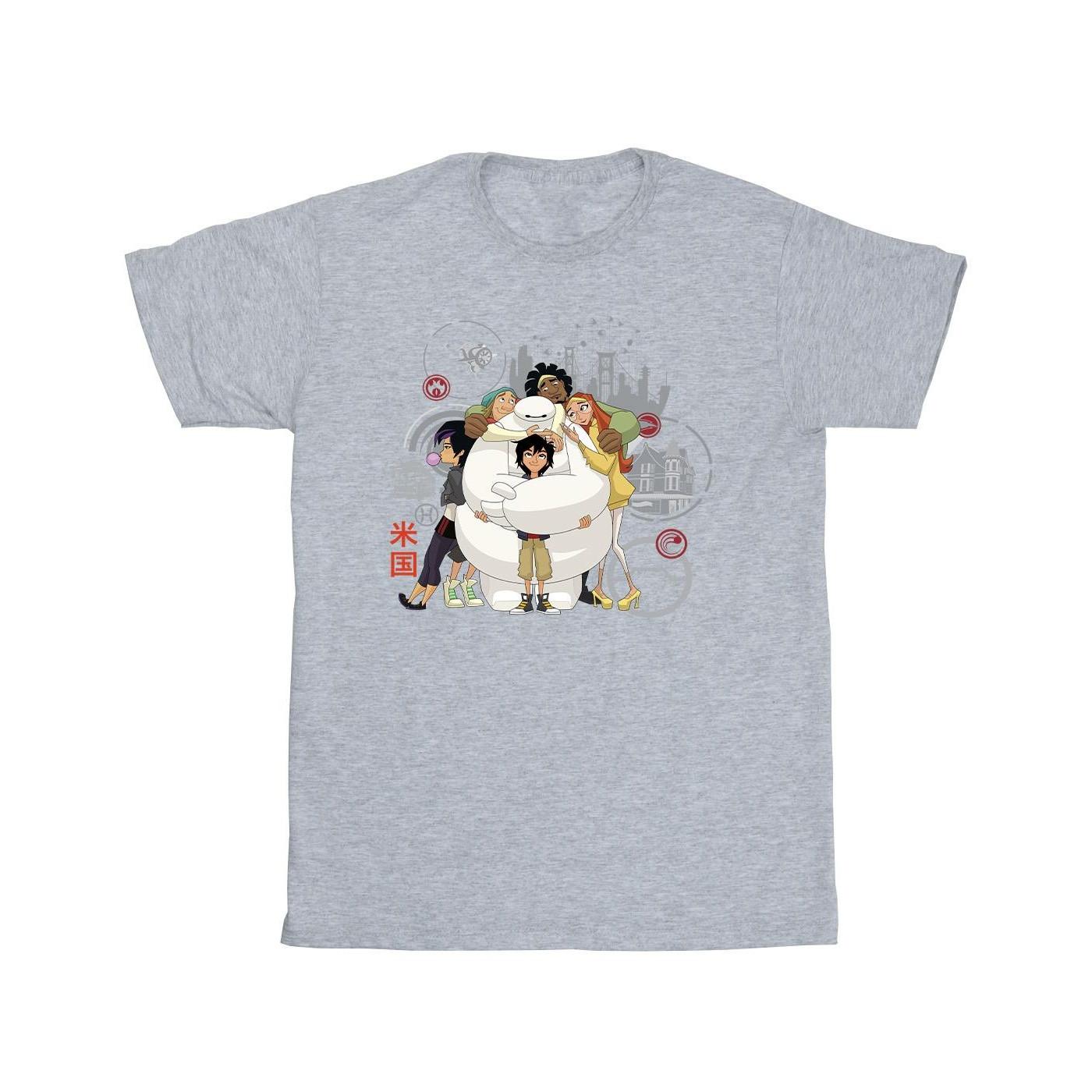 Image of Big Hero 6 Baymax Group Hug Tshirt Herren Grau M