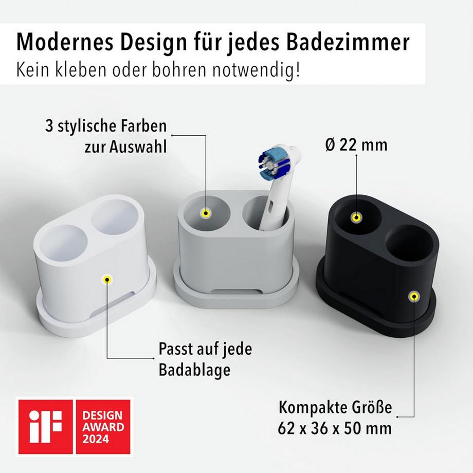 Qikfresh  Zahnbürsten- und Aufsteckbürstenhalter 2er 