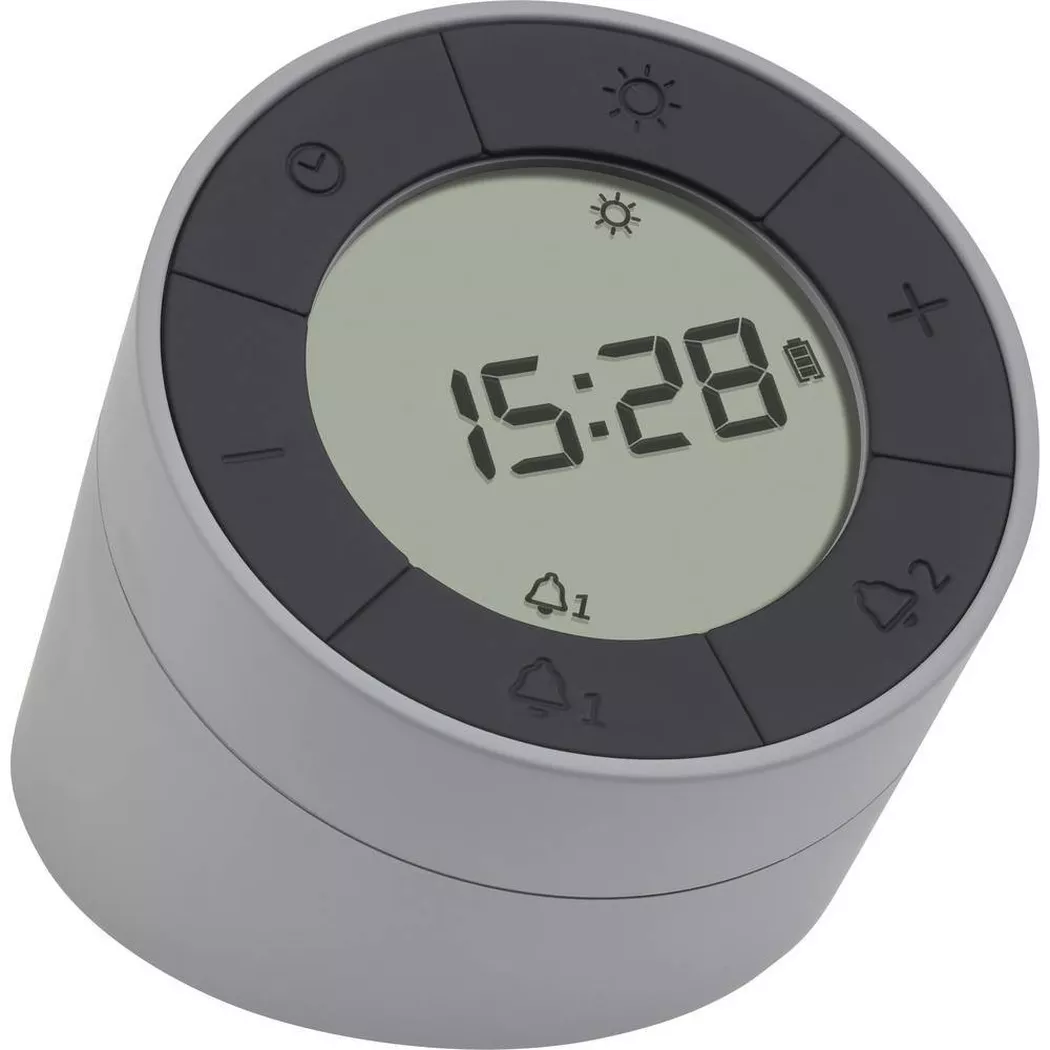 TFA Dostmann Réveil numérique Temps et lumière Gris