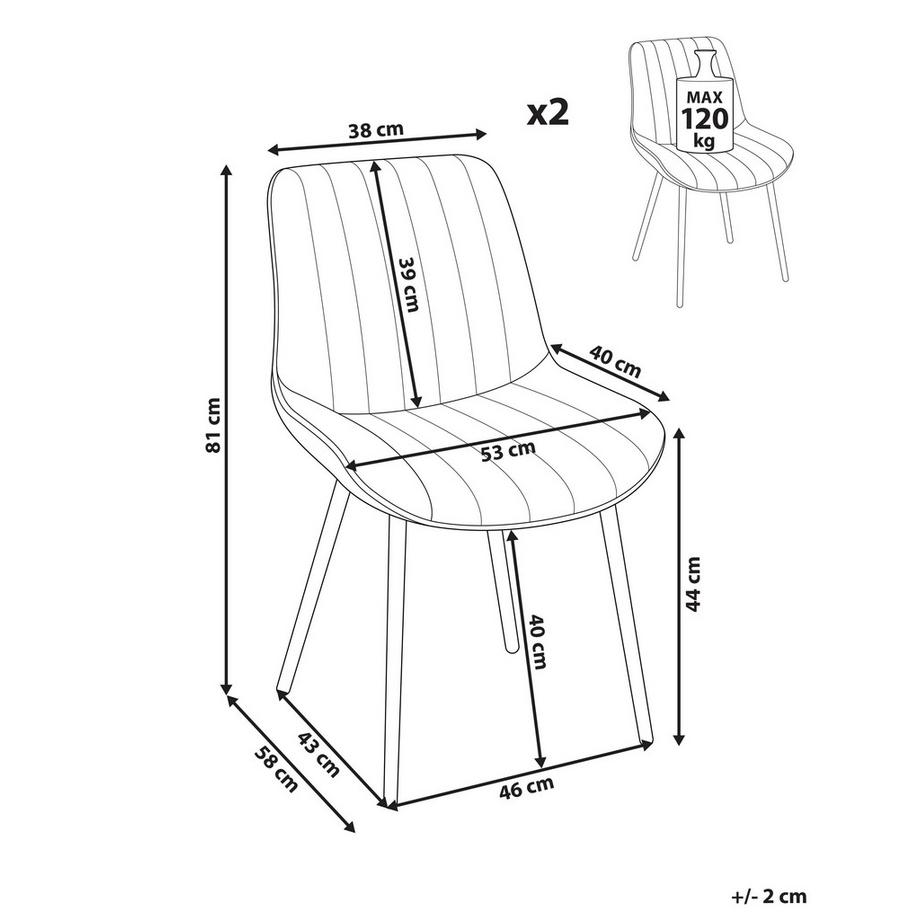 Beliani Lot de 2 chaises de salle à manger en Cuir PU Rétro DUBROVNIK  
