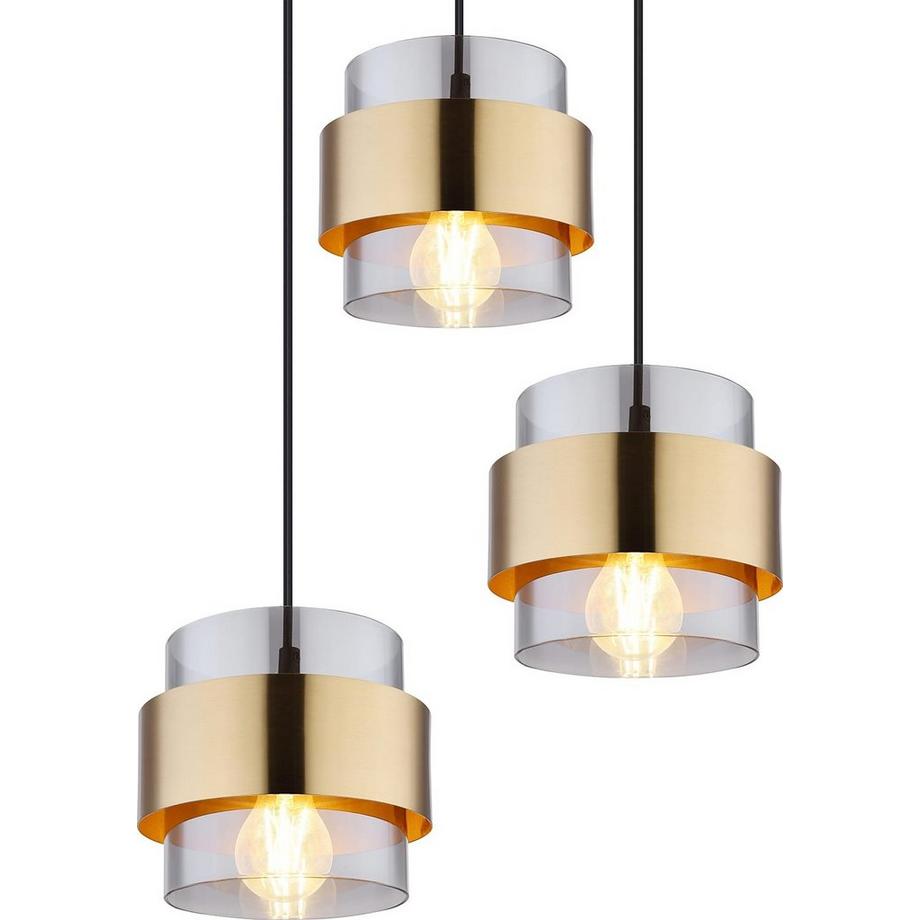 mutoni Lampe à suspension Milley métal noir mat 3xE27  