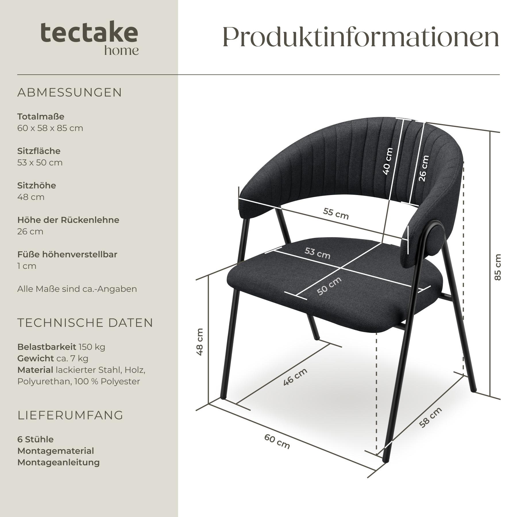 Tectake Armlehnstuhl Bedano, gepolstert, Webstoff, 150 kg  