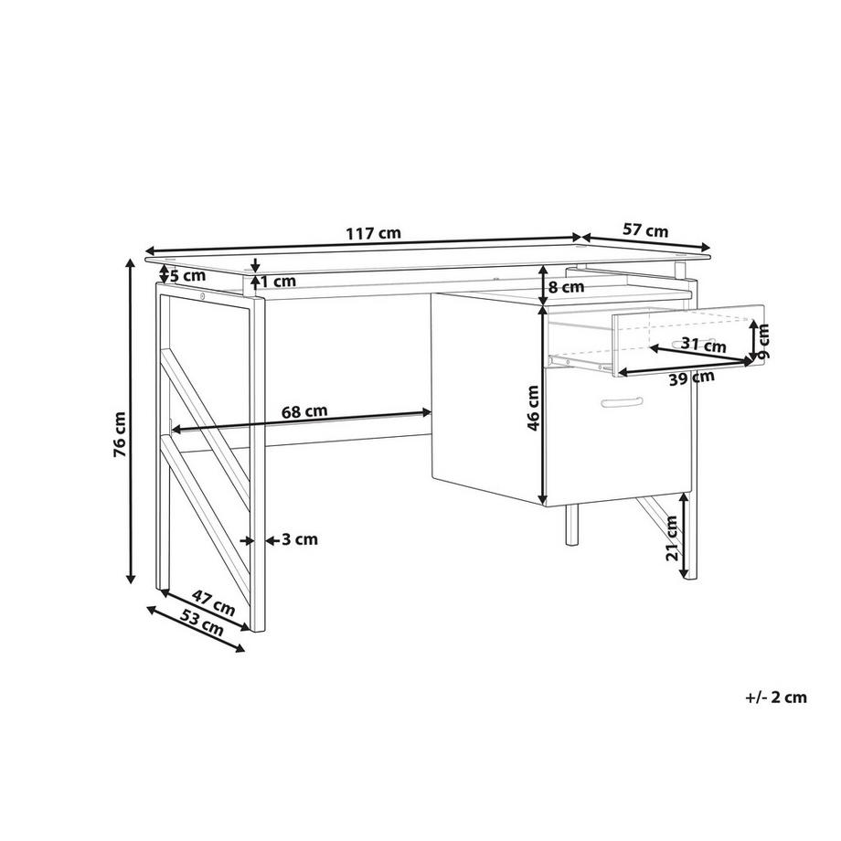 Beliani Scrivania en Fibra a media densità (MDF) Moderno MORITON  