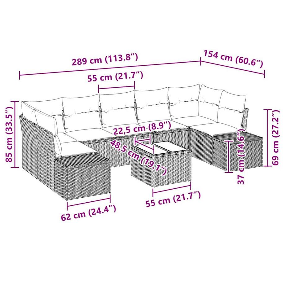 VidaXL Canapé de jardin poly rattan  