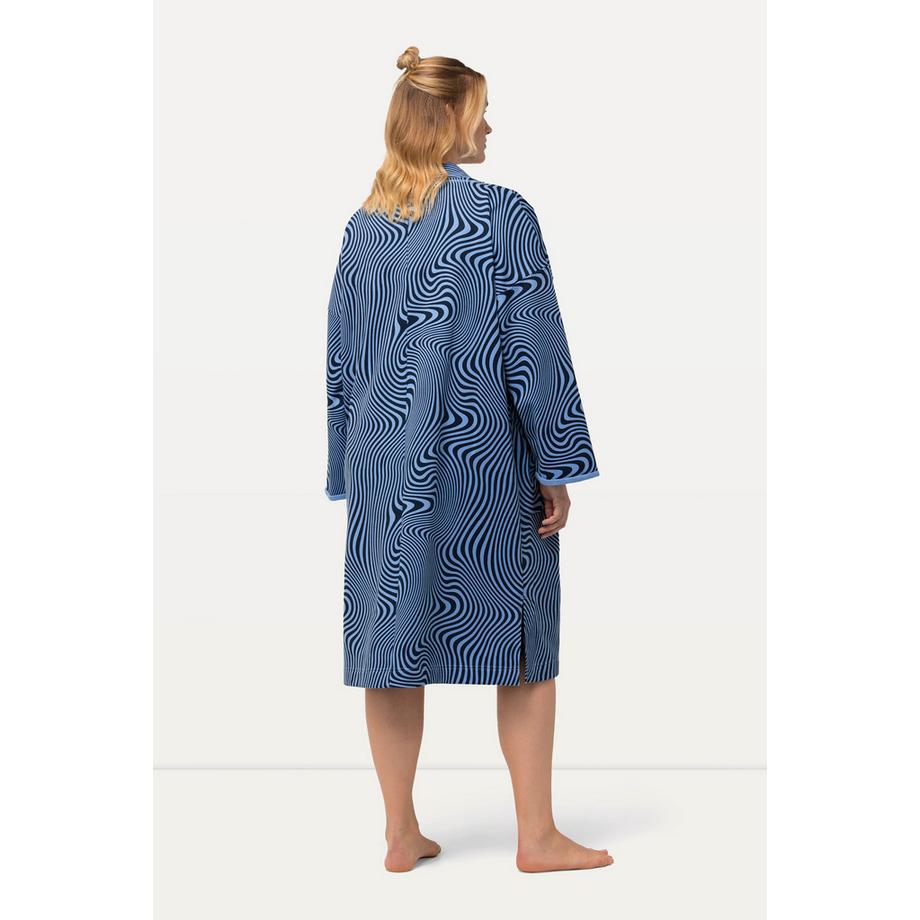 Ulla Popken Veste longue d'intérieur oversize avec imprimé vagues  