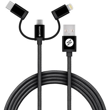 Da USB-A a Lightning, USB-C e Micro-USB 1,5 m Nero
