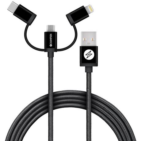 Champion  USB-A auf Lightning, USB-C und Micro-USB 1,5 m Schwarz 