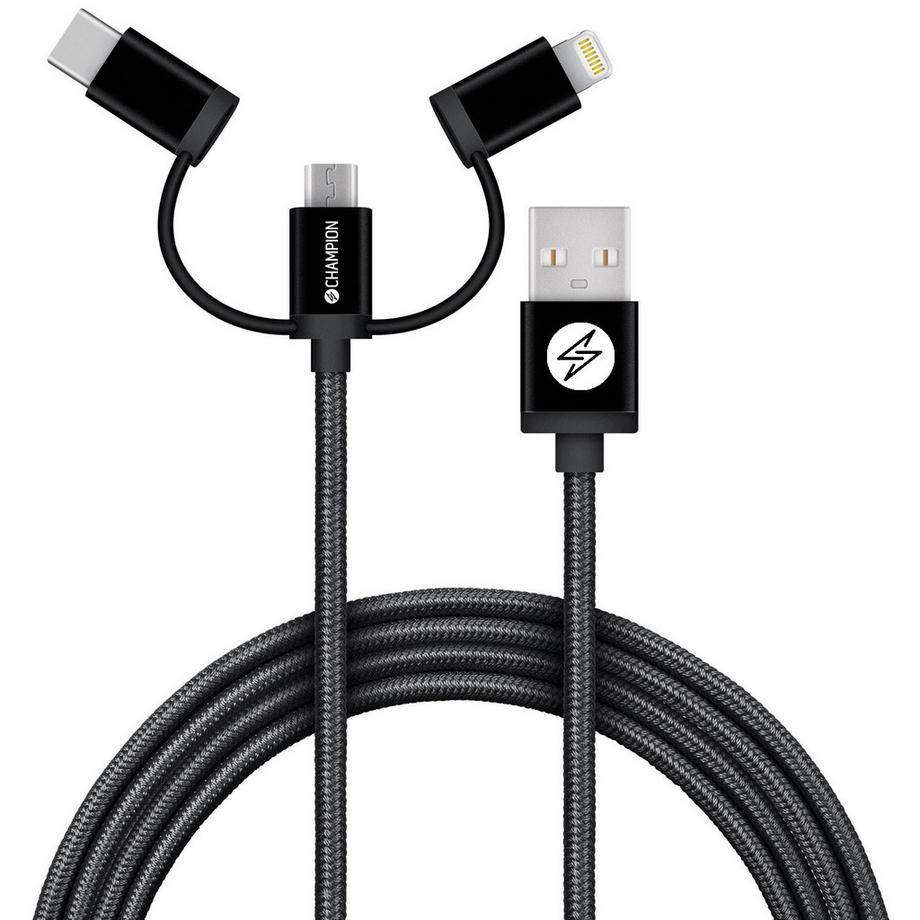 USB-A auf Lightning, USB-C und Micro-USB 1,5 m Schwarz