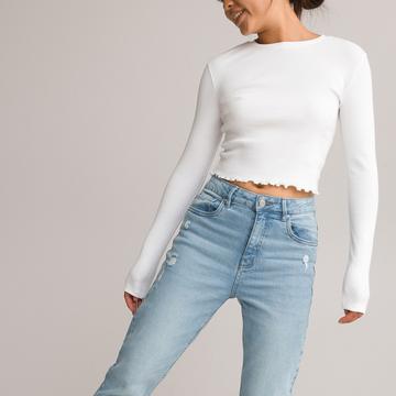 Cropped-Shirt aus Ripp