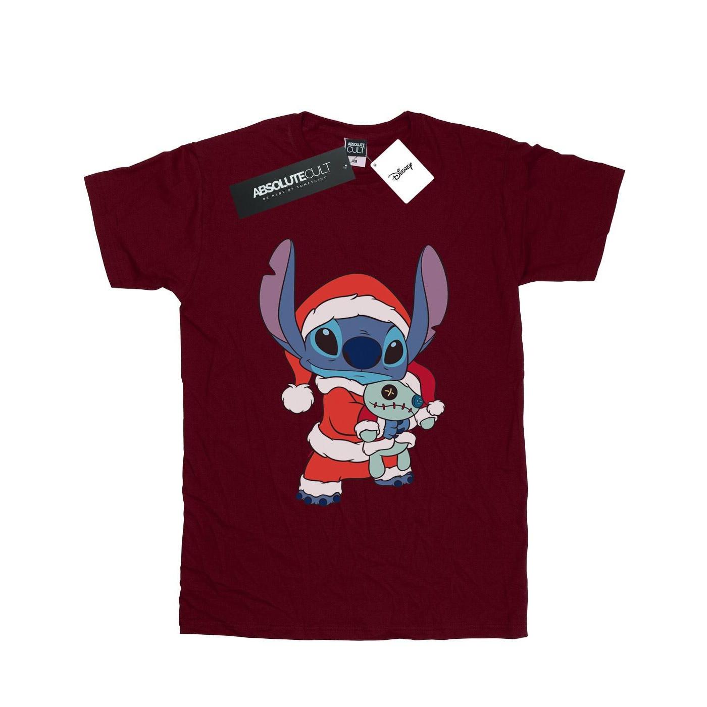 Image of Lilo And Stitch Stitch Christmas Tshirt Damen Weinrot S