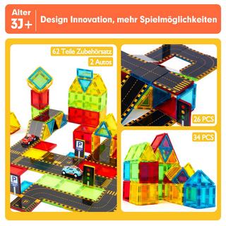 Activity-board  Magnetische Bausteine 62 PCS Magnete Kinderspielzeug Magnetspielzeug 