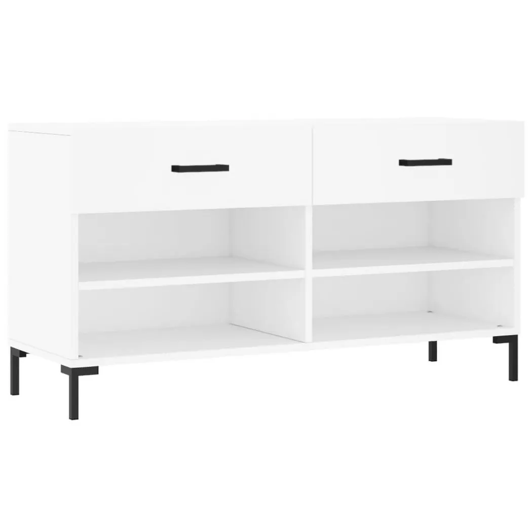 Banc à chaussures blanc 102x35x55 cm bois d ingénierie