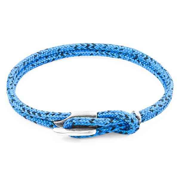 Image of ANCHOR & CREW Blaue Noir Padstow Silber Und Seil Armband - 21cm
