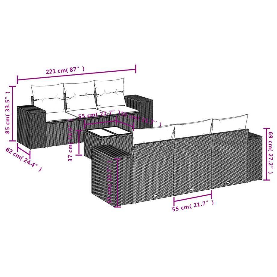 VidaXL Garten sofagarnitur poly-rattan  