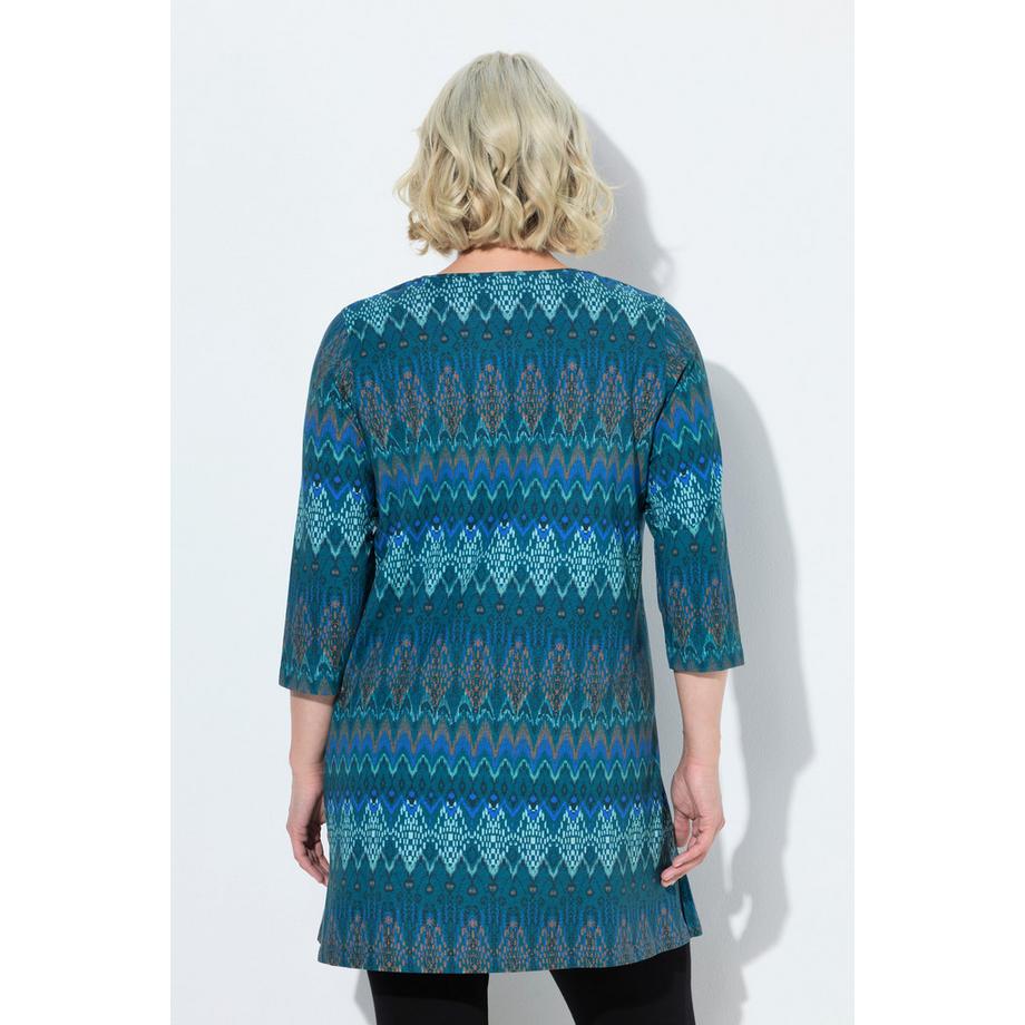 Ulla Popken T-shirt long Coupe évasée Encolure carrée Manches 3/4  