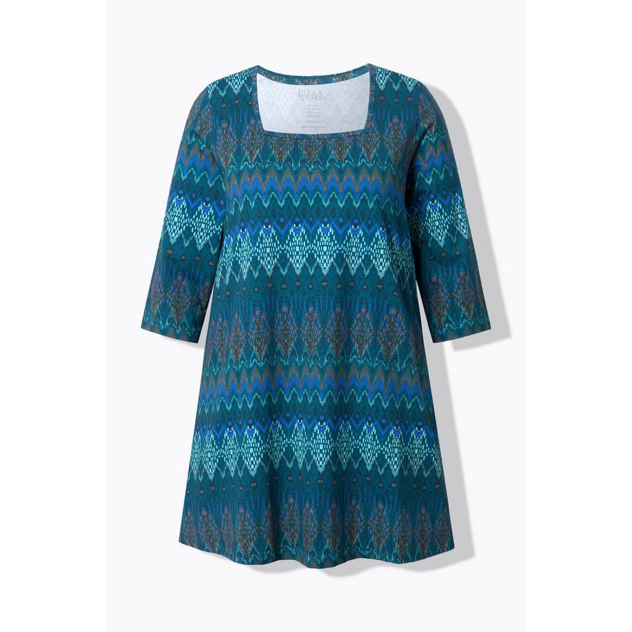 Ulla Popken T-shirt long Coupe évasée Encolure carrée Manches 3/4  