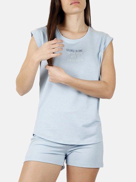 Image of Pyjama Shorts T-shirt The Silence Damen Blau L