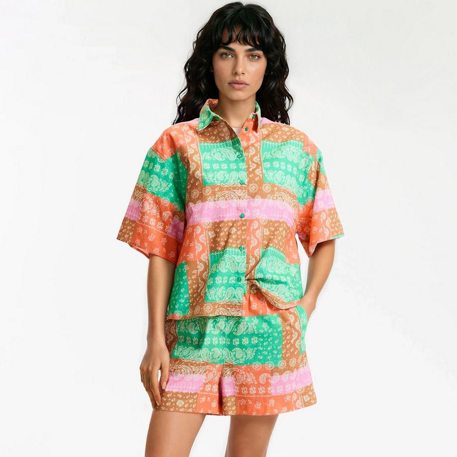 Chemise manches courtes imprimé cachemire
