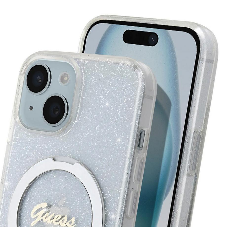 GUESS  Coque Magsafe iPhone 15 TPU Ring Stand 