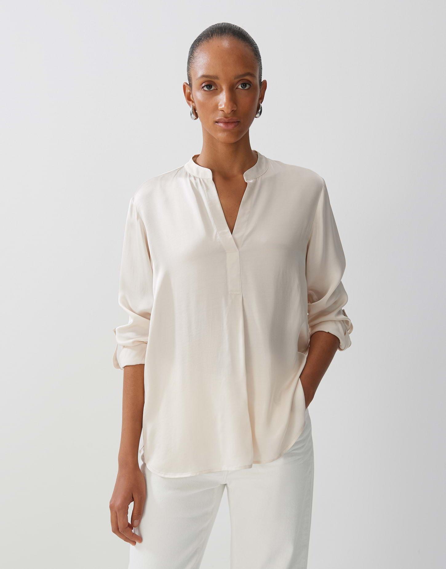 Image of Langarmbluse Zelissa Gerader Schnitt Damen Beige 40