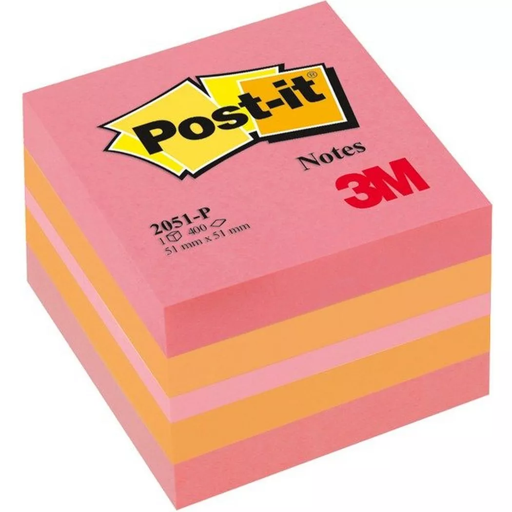 POST-IT Cube Mini Pink 51x51mm 2051-P 3-couleurs ass./400 feuilles