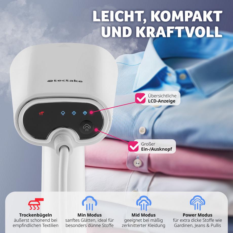 Tectake  Défroisseur vapeur  3 modes vapeur et fonction de repassage à sec 
