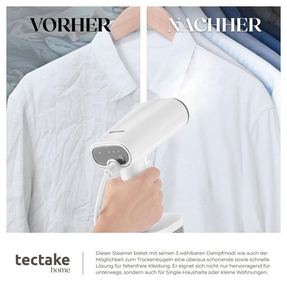 Tectake  Dampfglätter  3 Dampfmodi und Trockenbügelfunktion mit 370 ml Wassertank, 1640 W 