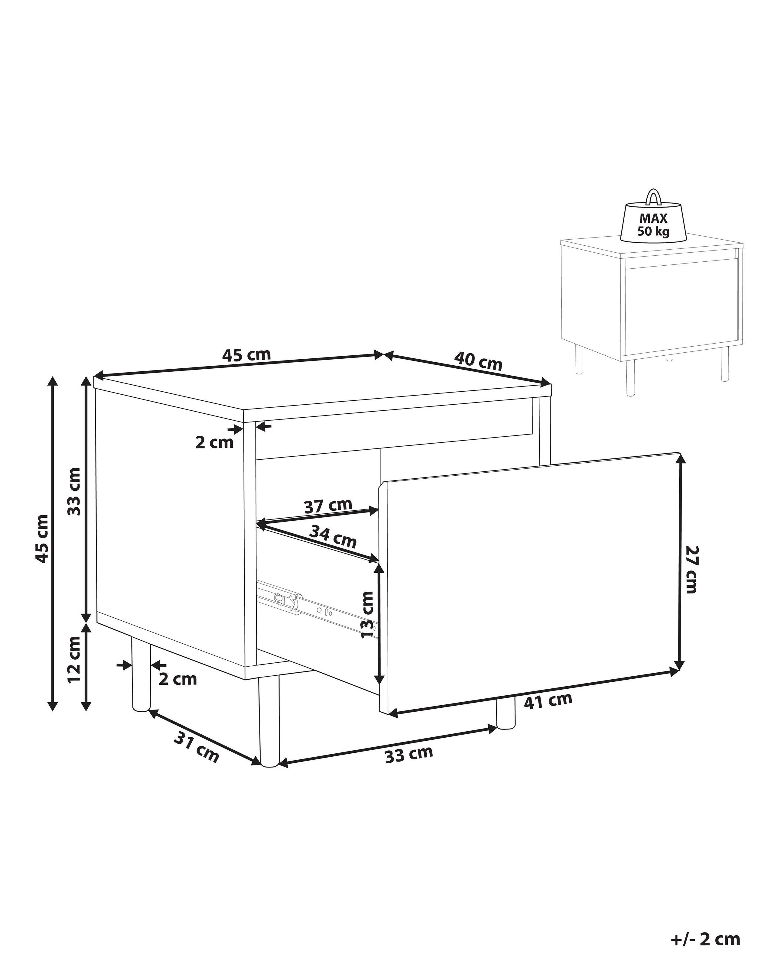 Beliani Comodino 1 cassetto en Pannello di fibre (LDF) Scandinavo NIKEA  