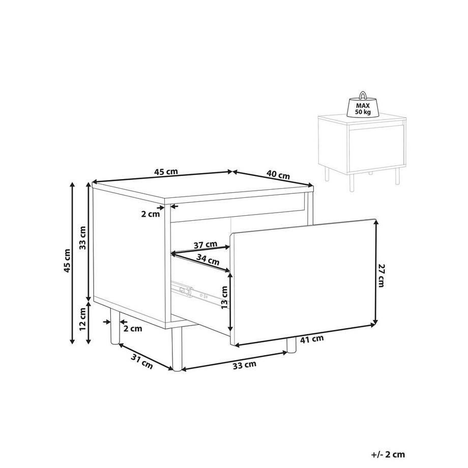 Beliani Nachttisch mit 1 Schublade aus Faserplatte Skandinavisch NIKEA  