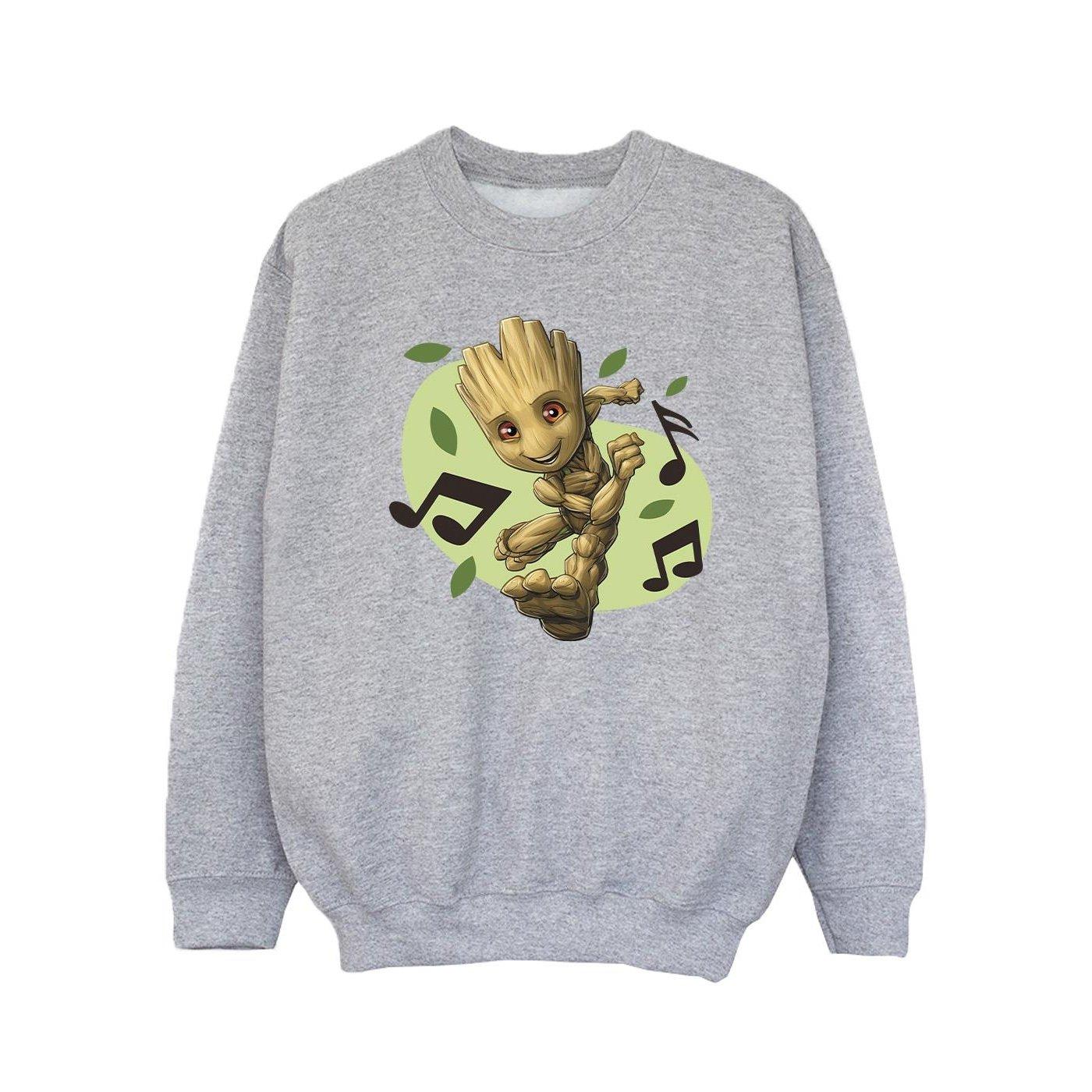 Image of Guardians Of The Galaxy Groot Musical Notes Sweatshirt Unisex Grau 140/146
