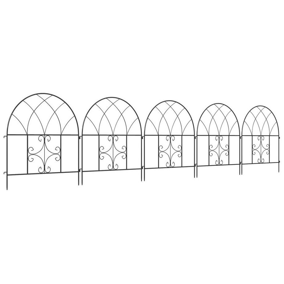 Northio  Gartenzaun Zaun Stahl 300 cm x 70 cm hoch Dekorativer Gitterzaun Set Zaunelemente Landschaftszaun Oberbogen Zaun für Hunde Hundezaun für Garten Blumenbeete Tierbarriere Außenbereich Schwarz Aosom 