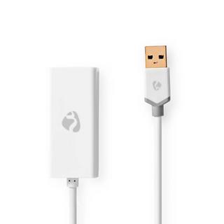Nedis  USB-Netzwerkkarte | USB 3.2 Gen 1 | 1 Gbps | USB-A Stecker | RJ45 Buchse | 0,20 m | Rund | Vergoldet | Blankes Kupfer | Weiß | Box 