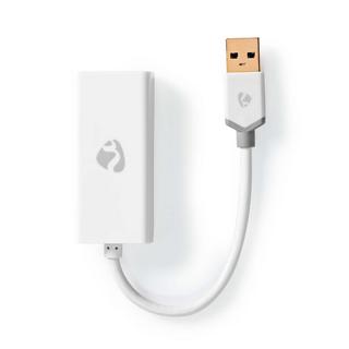 Nedis  USB-Netzwerkkarte | USB 3.2 Gen 1 | 1 Gbps | USB-A Stecker | RJ45 Buchse | 0,20 m | Rund | Vergoldet | Blankes Kupfer | Weiß | Box 