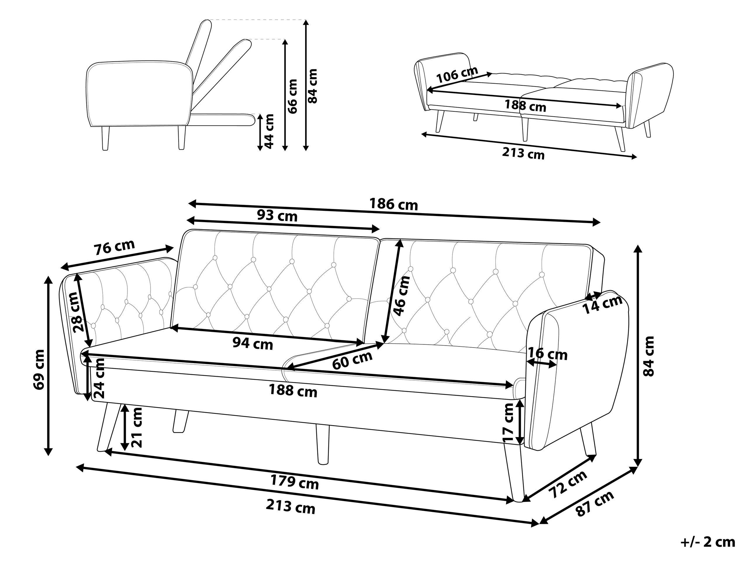 Beliani Schlafsofa aus Samtstoff Modern BARDU  