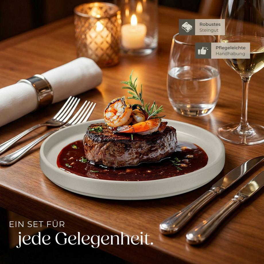 Tectake  Tafelservice Una für 6 Personen im Urban-Style 