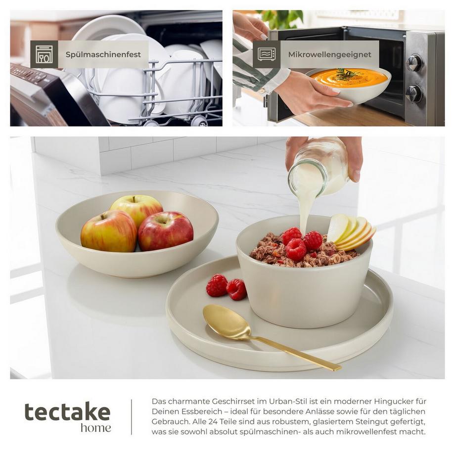 Tectake  Tafelservice Una für 6 Personen im Urban-Style 