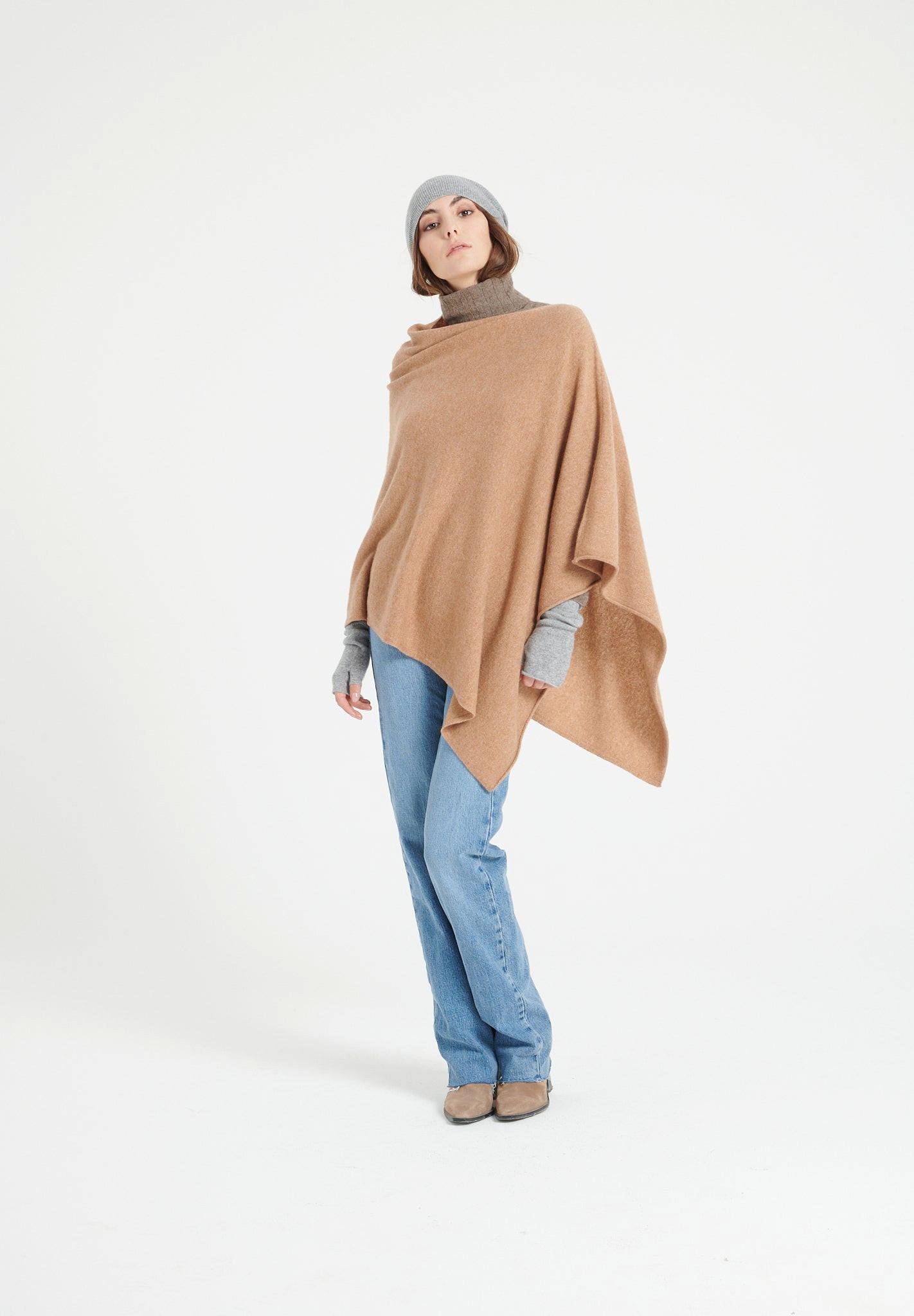 Image of Lilly 9 Poncho Mit V-ausschnitt - 100% Kaschmir Damen Camel S