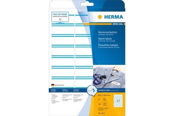 HERMA HERMA Namensetiketten 63,5x29,6mm 4513 weiss 540 Stk./20 Bl.  