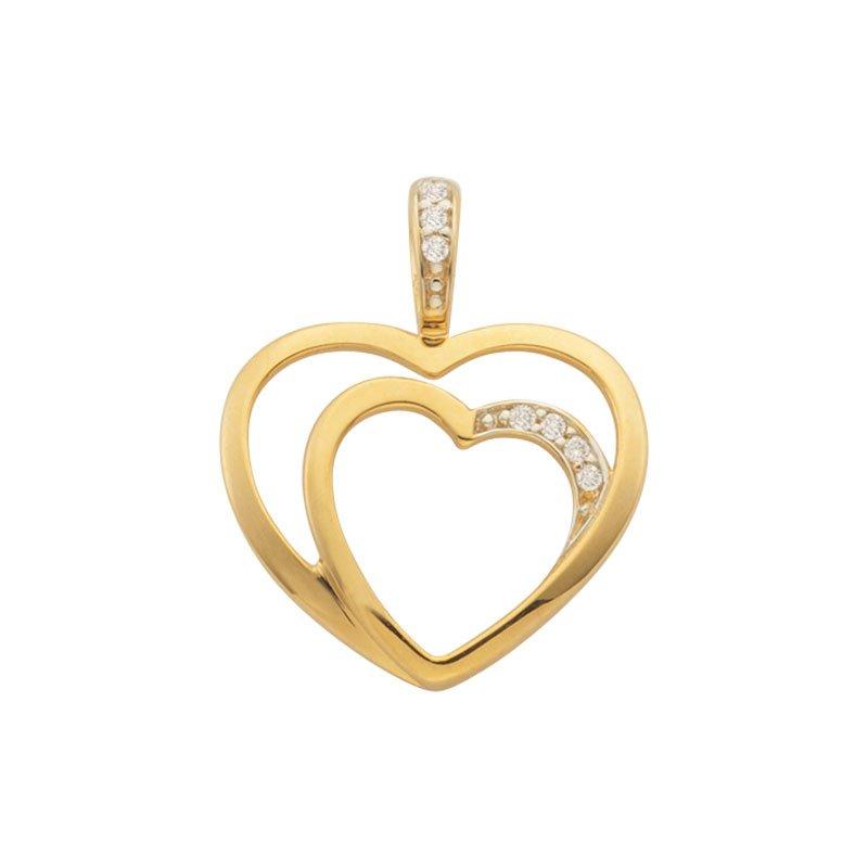 MUAU Schmuck  Pendentif coeur or jaune 750 diamant 0.035ct. 18x15mm 