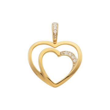 Pendentif coeur or jaune 750 diamant 0.035ct. 18x15mm