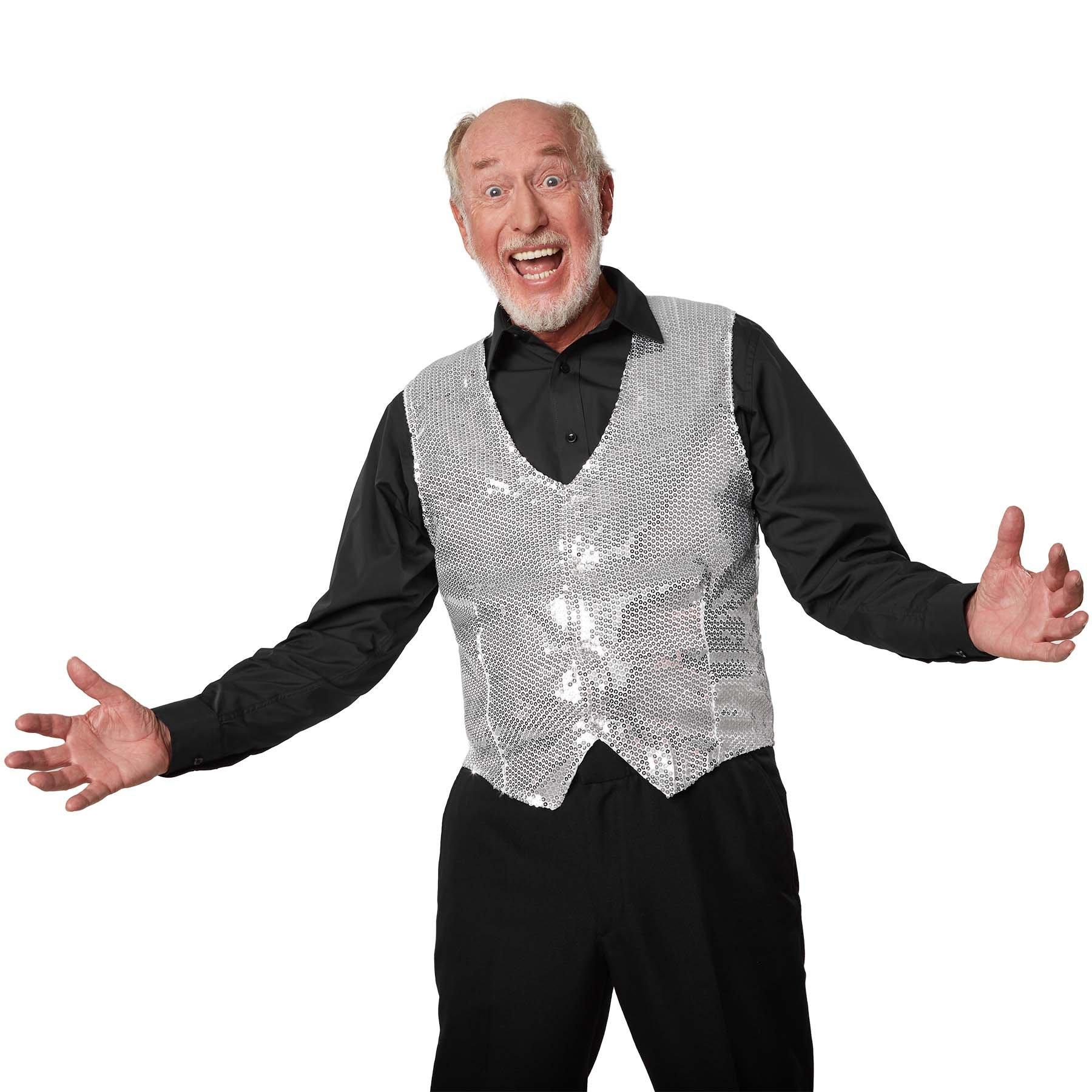 Image of Pailletten-Weste Herren Silber