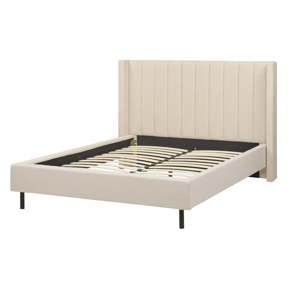 Beliani Lit avec sommier en Bouclé Glamour VILLETTE  