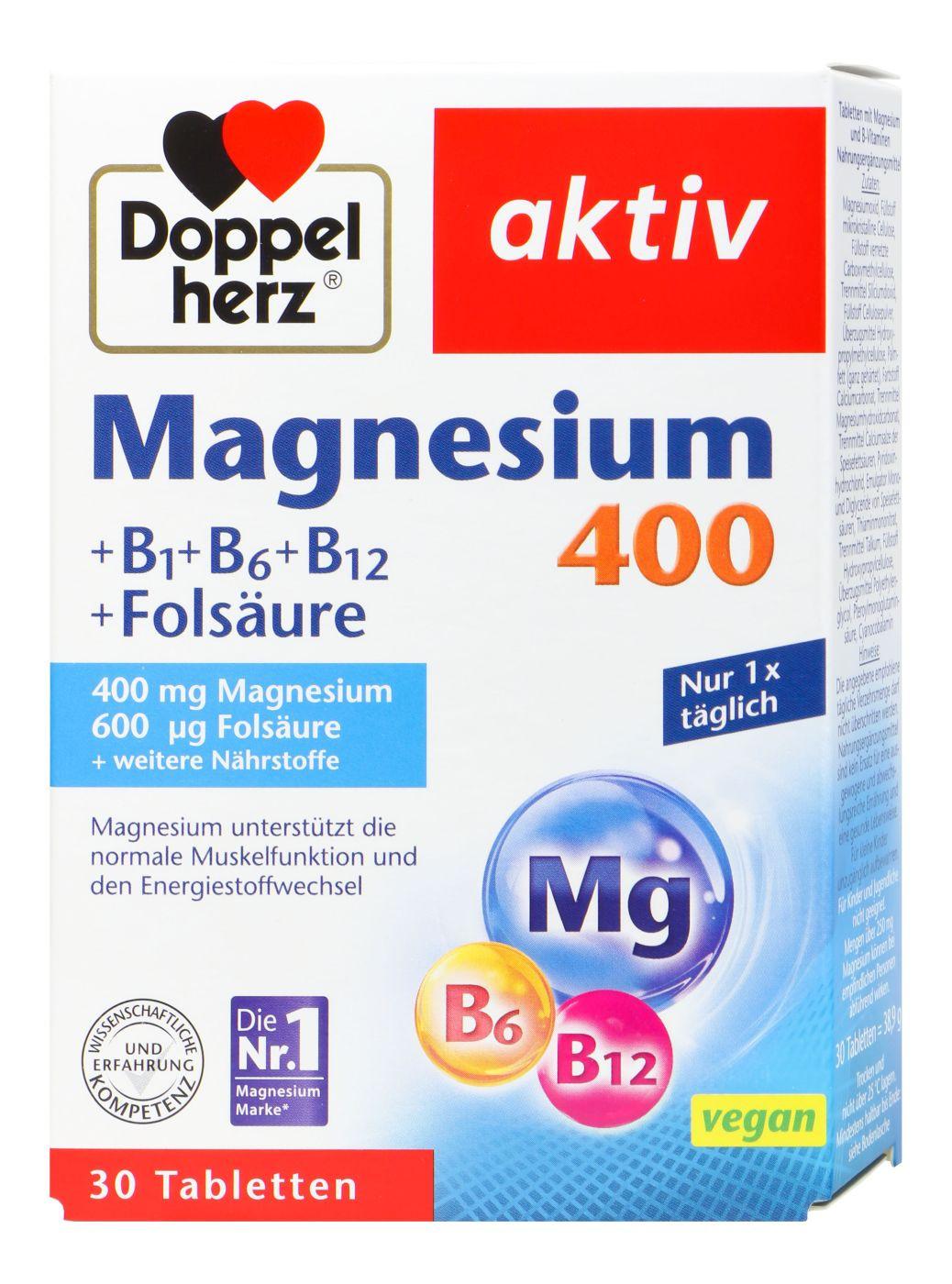 Doppelherz  Magnesium 400 B1 B6 Folsäure 