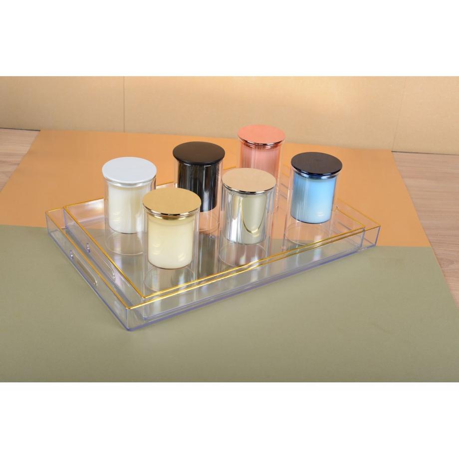 Aulica  PLATEAU RECTANGULAIRE FILET DORE - LOT DE 2 