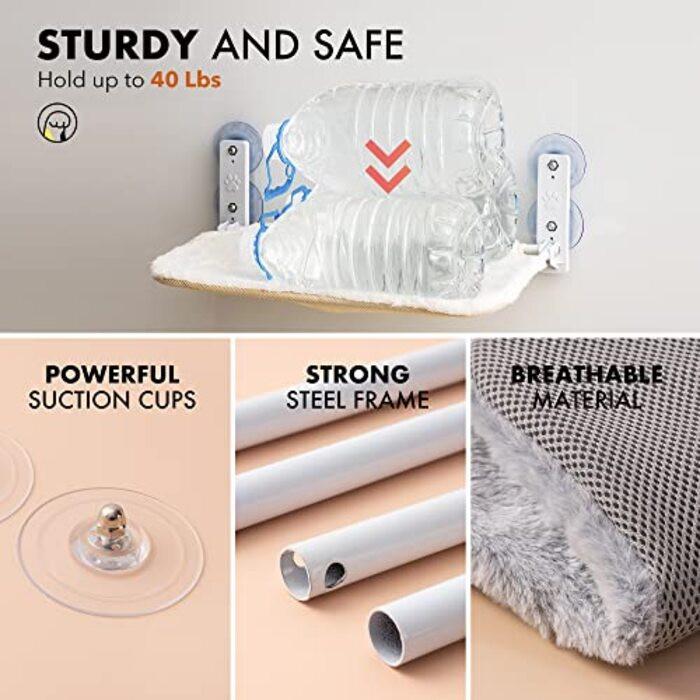 Alopini  Katzenhängematte Fensterplätze für Katzen Klappbares Katzenbett Fenster mit stabilen Saugnäpfen 