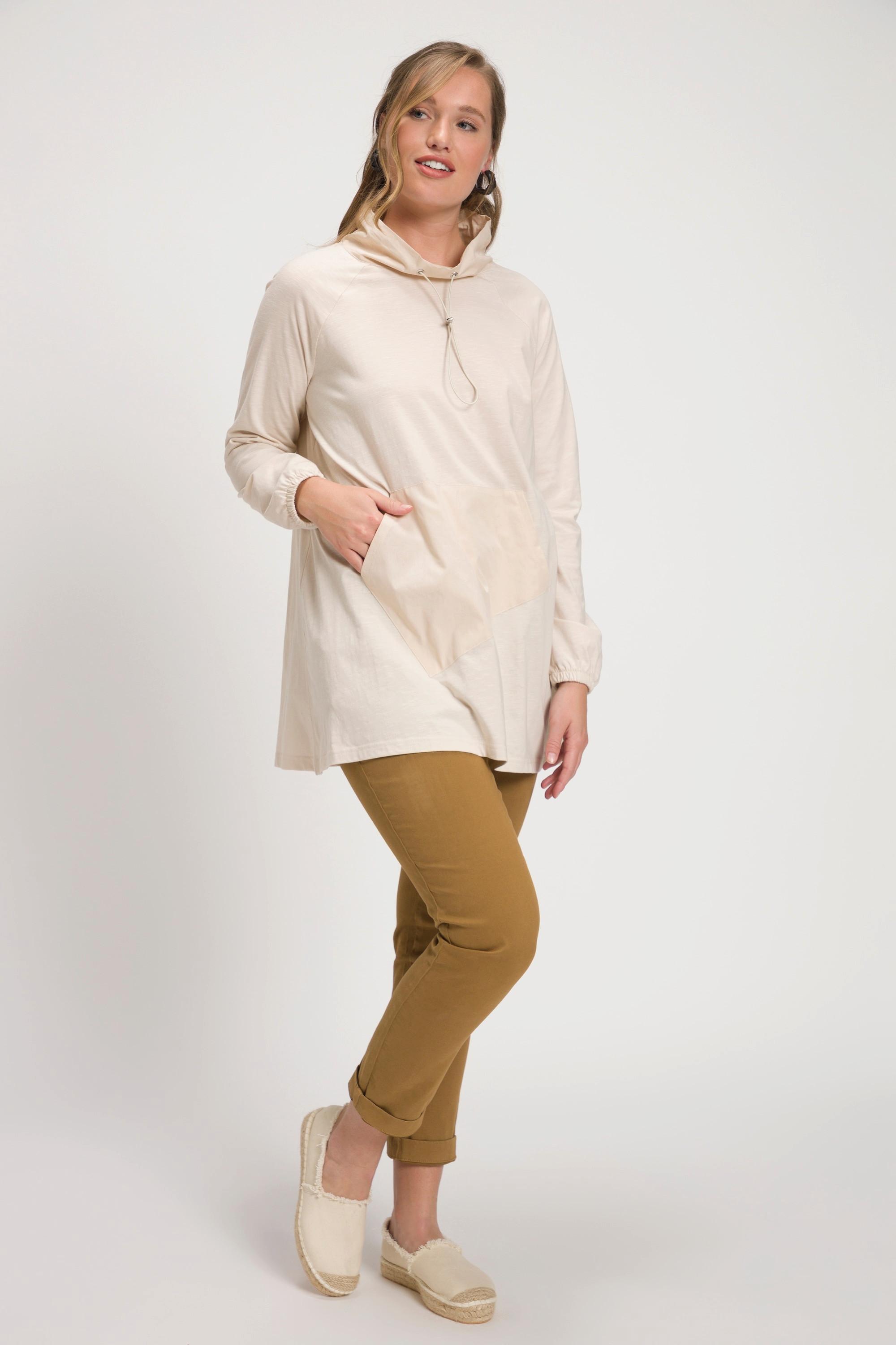 Ulla Popken  Longshirt, Stehkragen, Zipfelsaum, Langarm, Biobaumwolle 