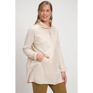 Ulla Popken  Longshirt, Stehkragen, Zipfelsaum, Langarm, Biobaumwolle 